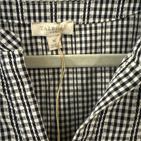 Talbots Black and White Gingham Blouse Size Medium - Picture 2 of 4
